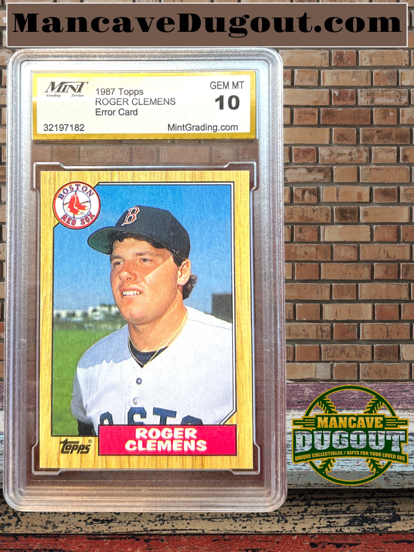 1987 Topps Roger Clemens - #340 ERROR Card- - Mint Grading 10 Gem Mint - RARE