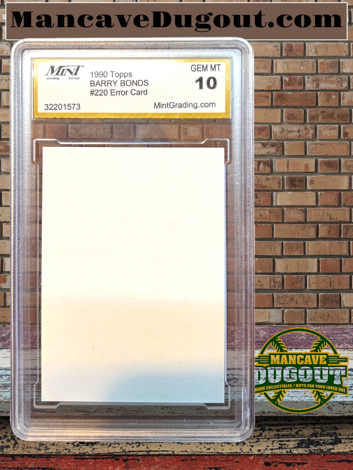 1990 Topps Barry Bonds #220 ERROR card - Mint Grading 10 Gem Mint - RARE
