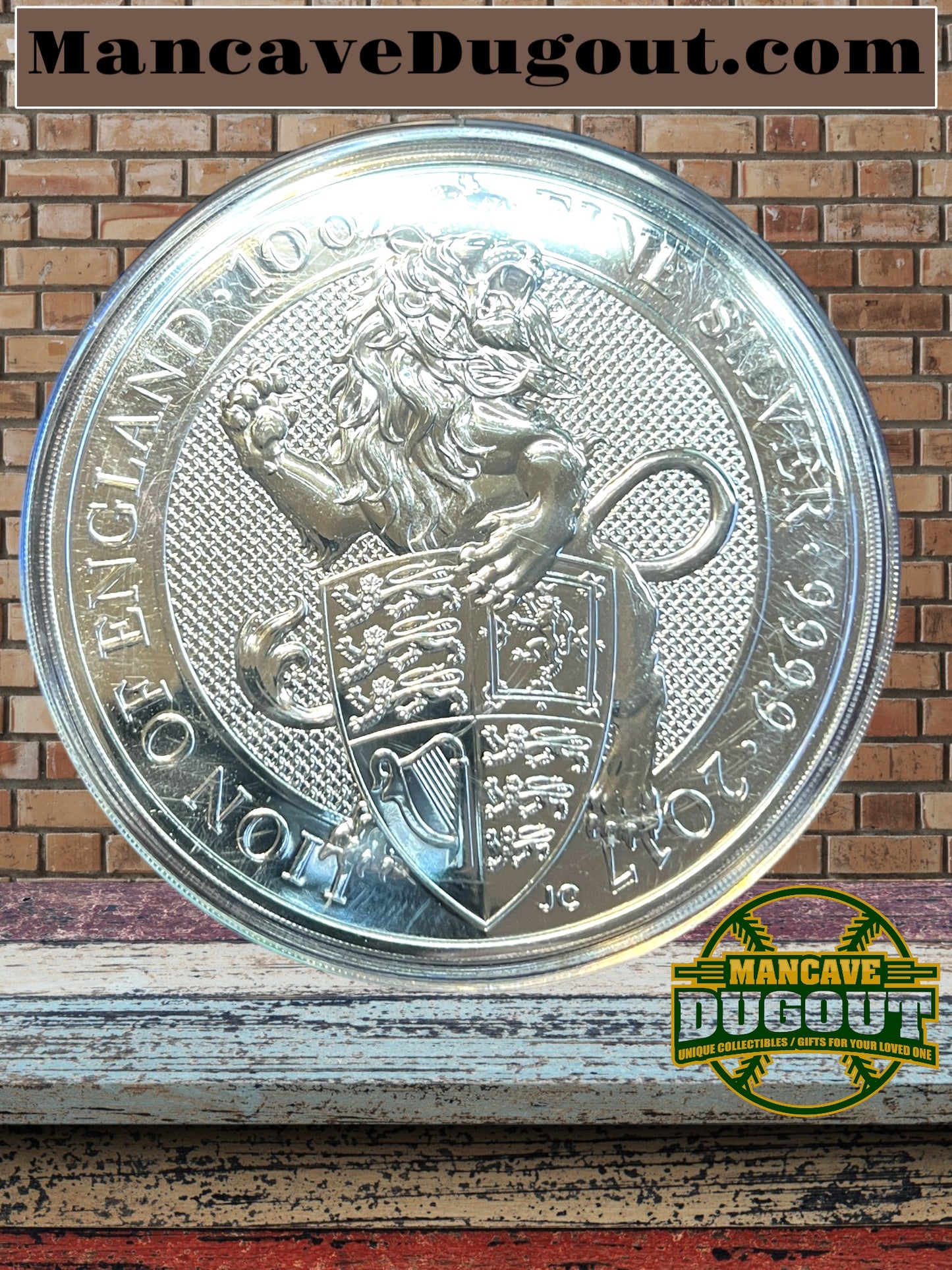 2017 10oz .999 Silver UK Queen’s Beast Lion of England 10-pound coin.