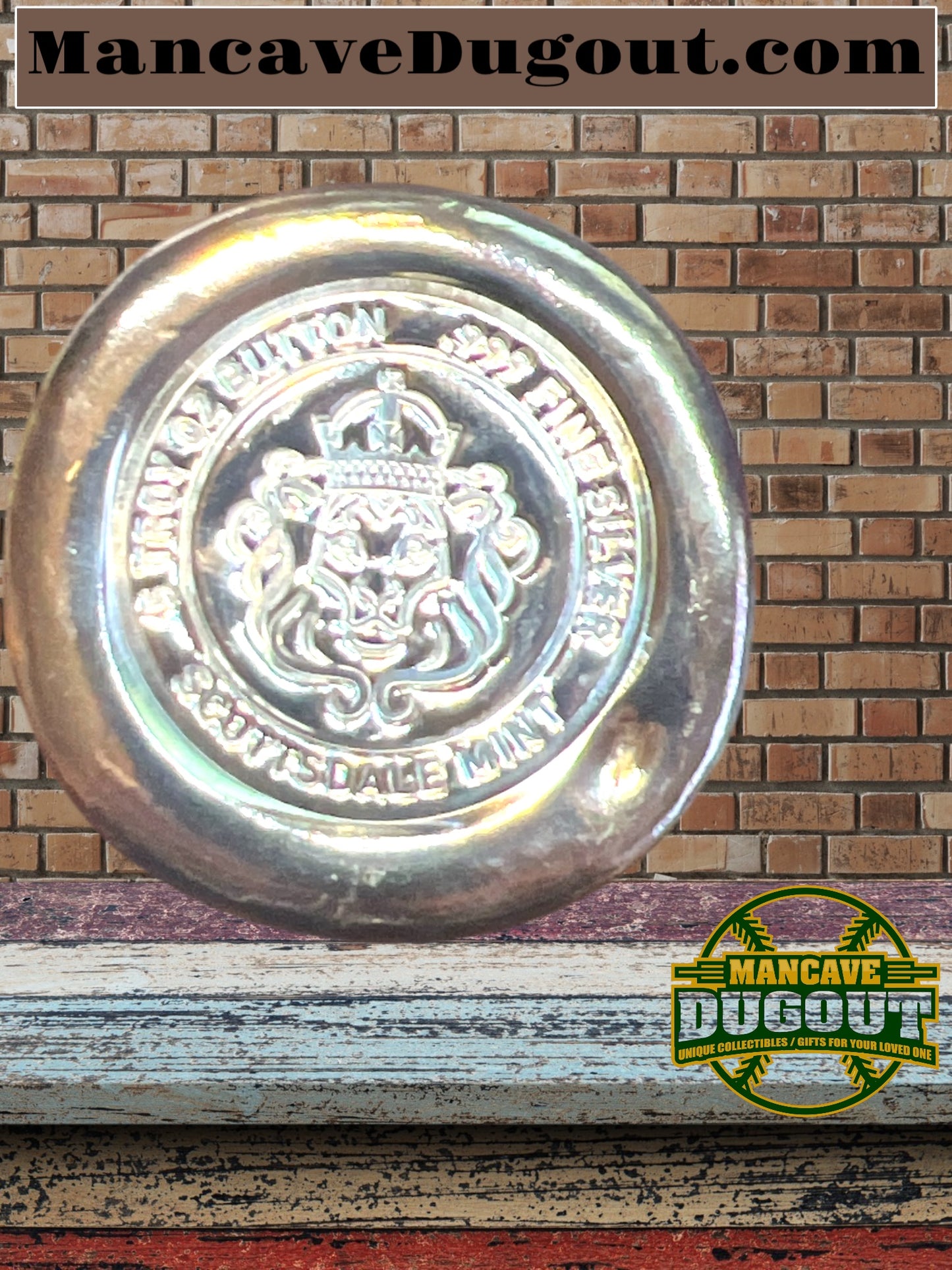 Scottsdale Mint Hand-Poured .999 Fine Silver Button (5 Troy oz.) - Lion Design