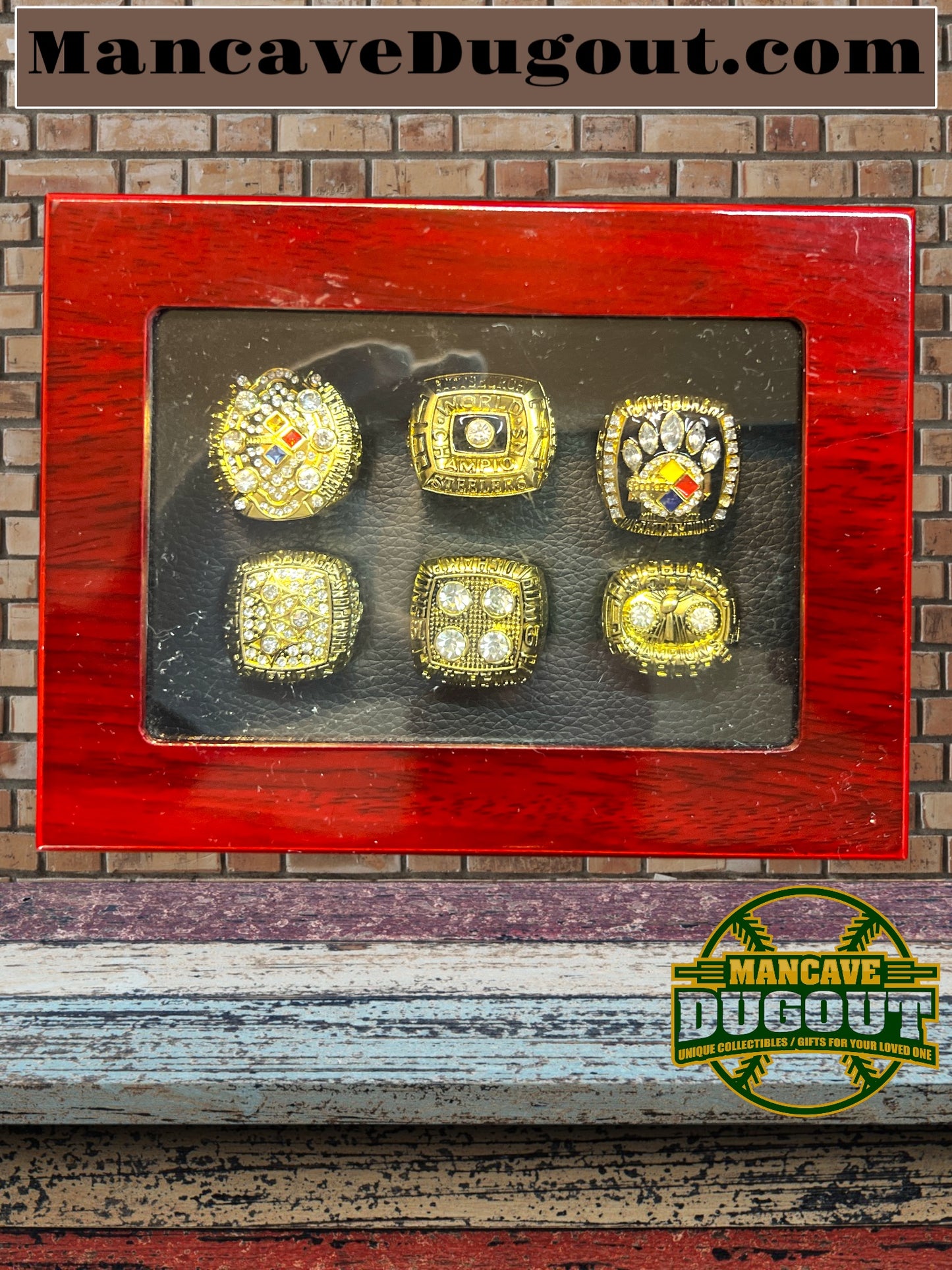 Pittsburgh Steelers 6 Time Super Bowl Champions Ring Souvenir Set w/Display Box