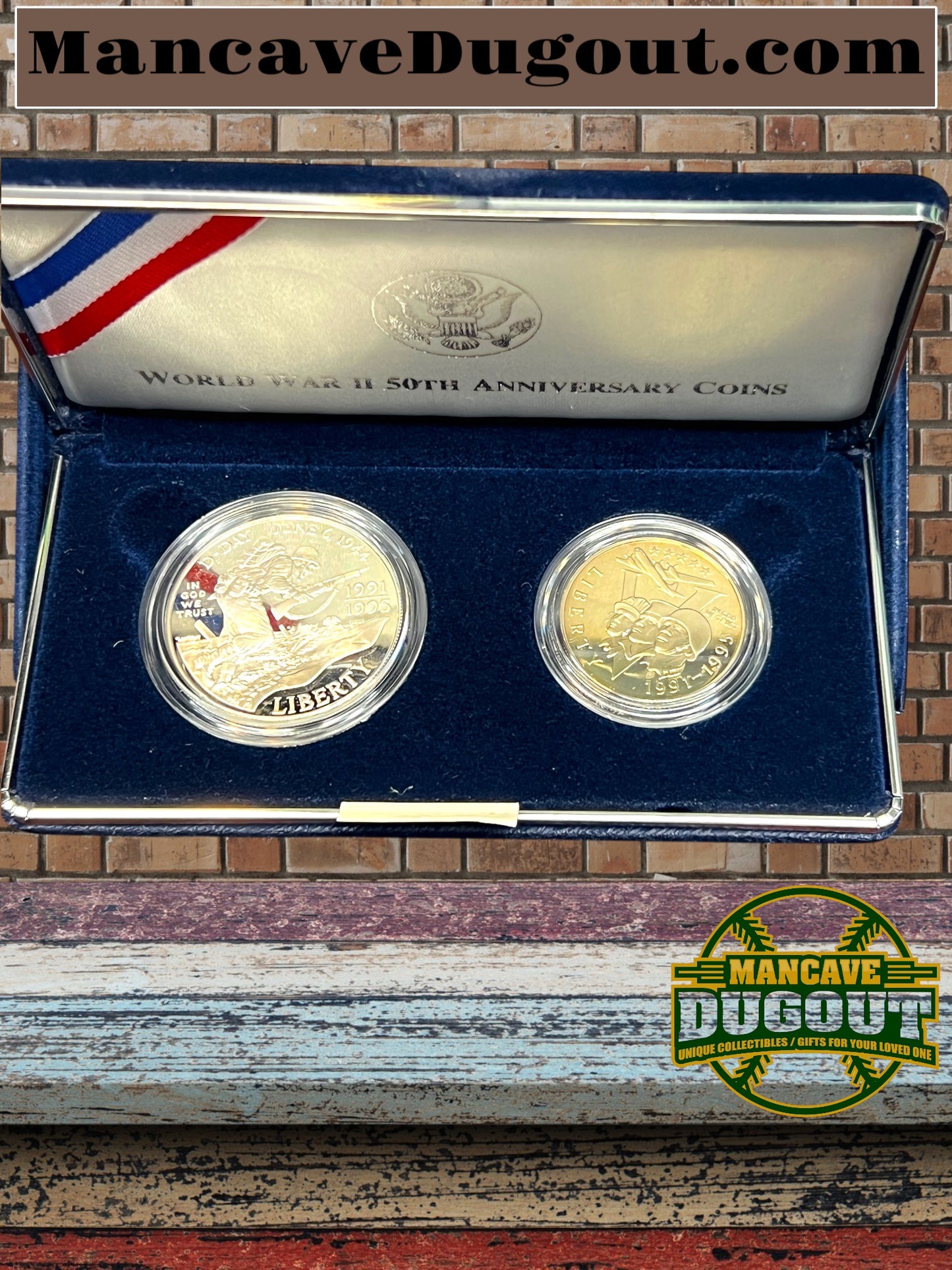 1991–1995 WWII 50th Anniversary Commemorative 2-Coin Proof Set – Silver
