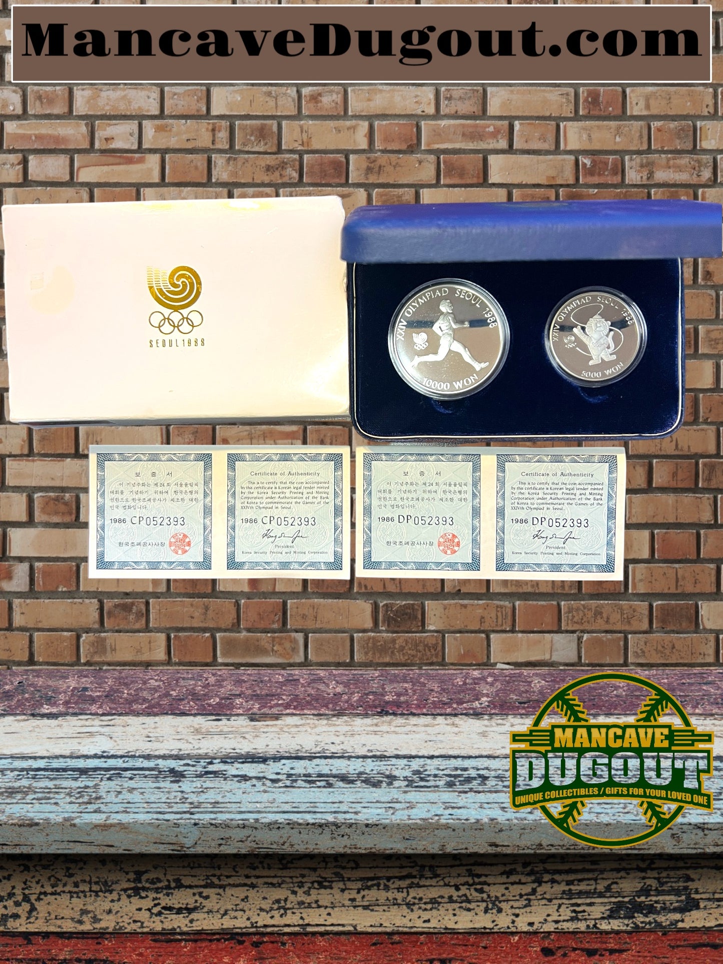 1988 Seoul Olympics Silver 2 Coin Set Mascot & Track and Field (Runner)