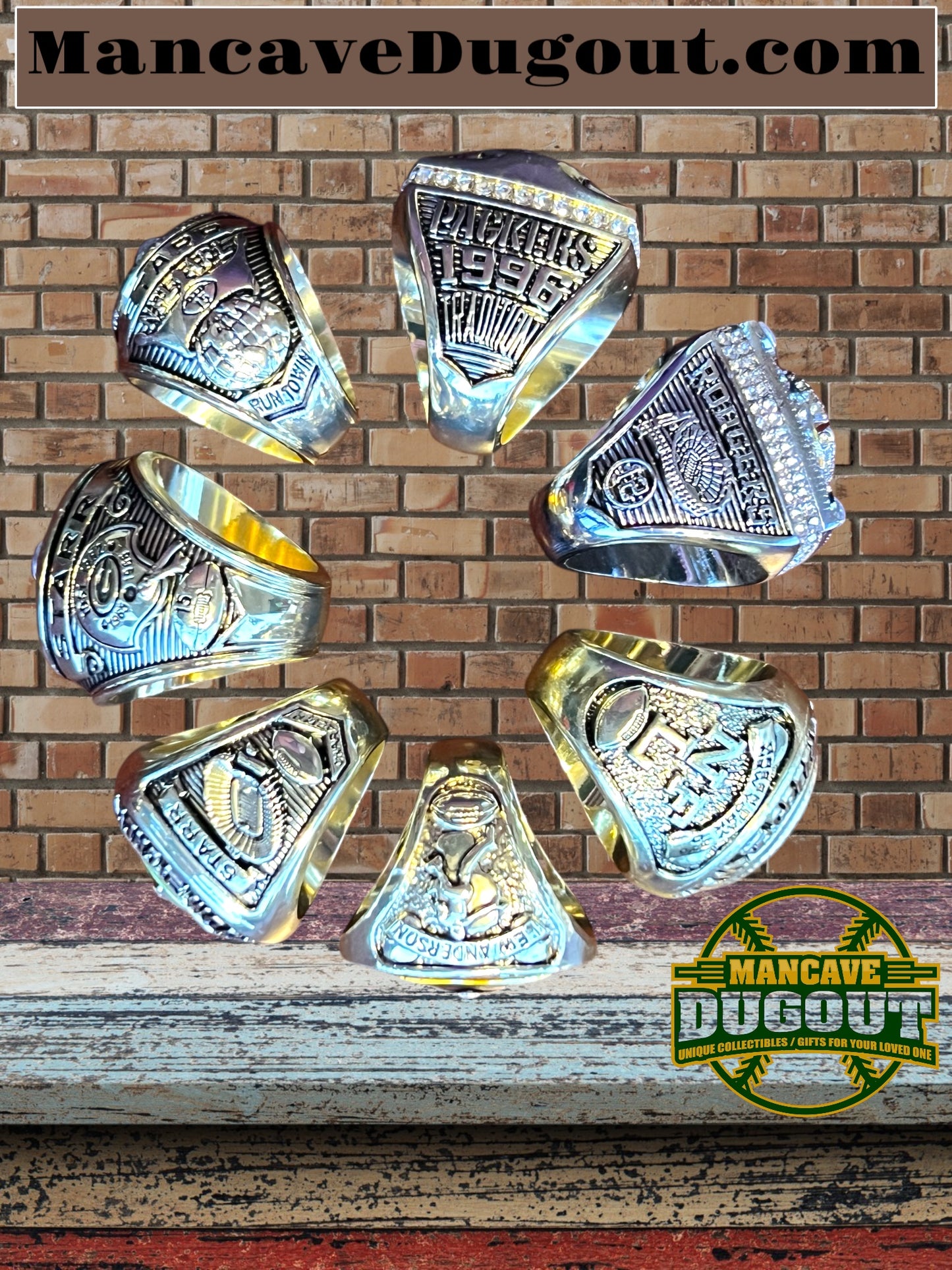 Green Bay Packers (7 PCs 1961 1962 1965 1966 1967 1996 2010) Ring size 11