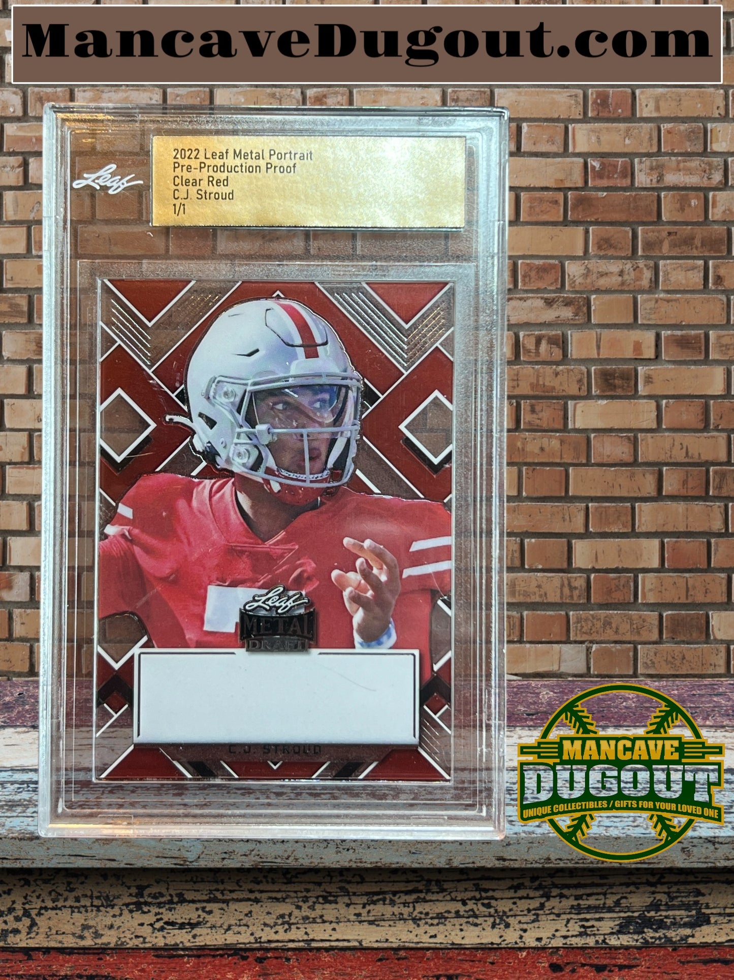 C.J. Stroud 2022 Leaf Metal Portrait Clear Red #1/1 Pre-Production Proof RC