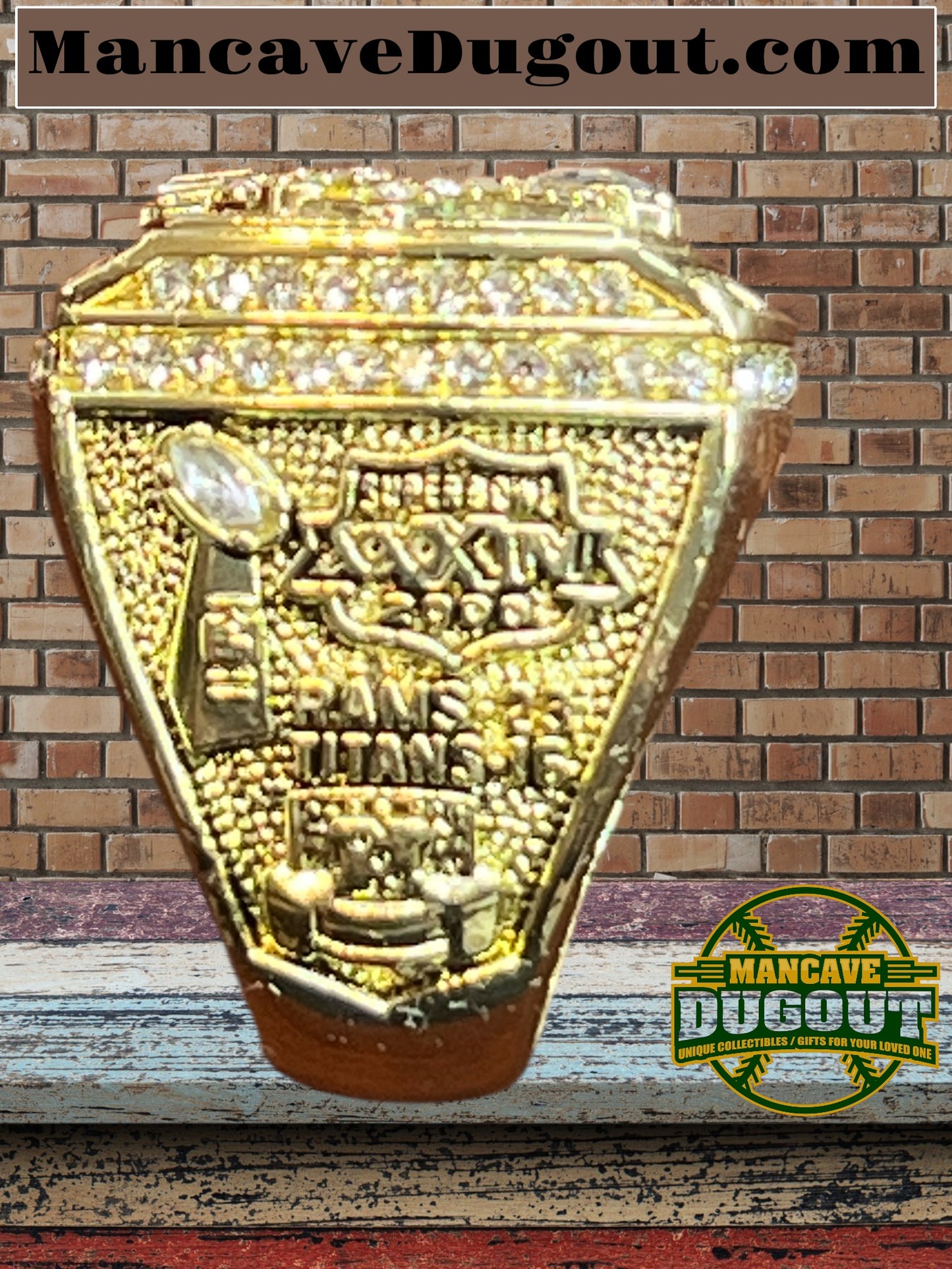 1999 NFL St. Louis Rams Championship Ring Classic Alloy Diamond Cluster Souvenir Ring-With Display Case