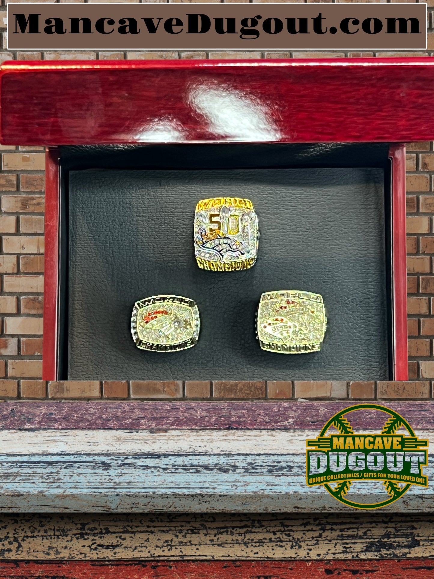 3-Pcs Ring 1997 1998 2015 Souvenir Denver Broncos Ring size 12 – With Case