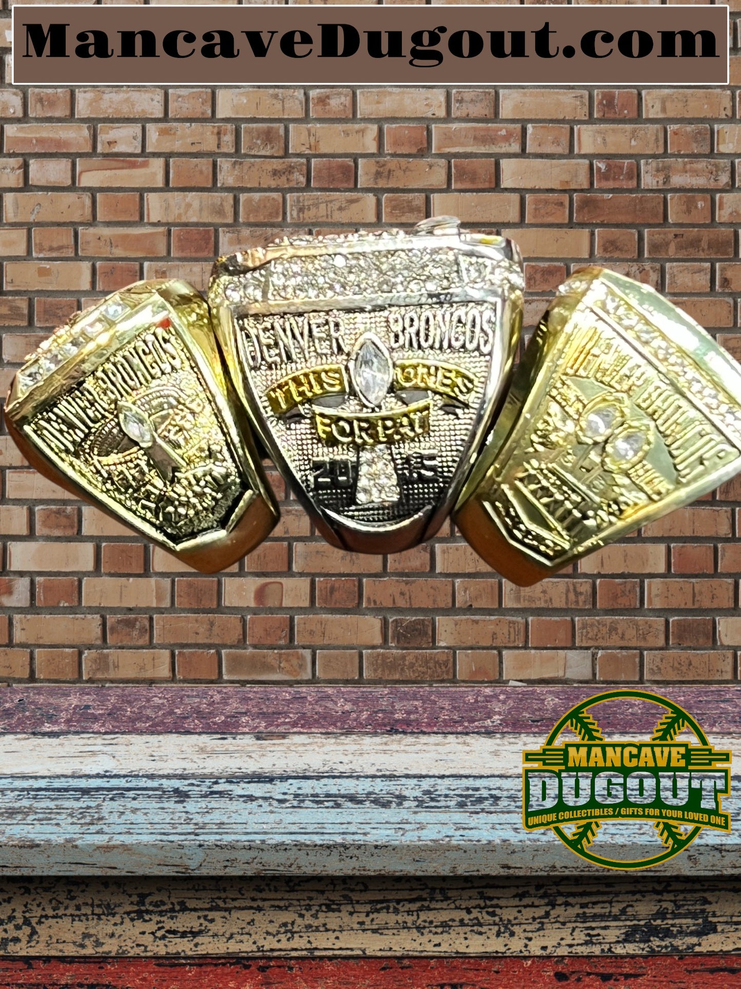 3-Pcs Ring 1997 1998 2015 Souvenir Denver Broncos Ring size 12 – With Case