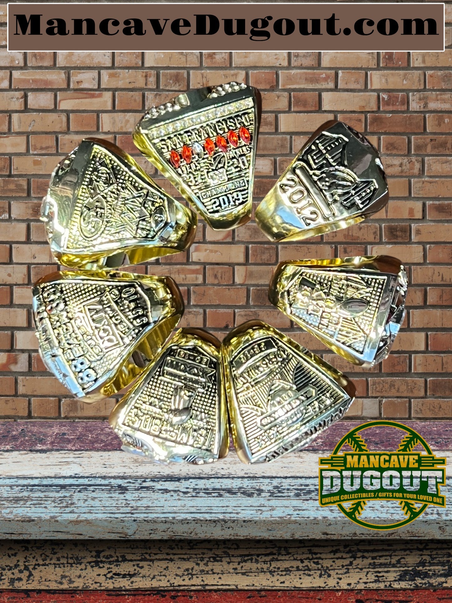 San Francisco 49ers Souvenir 7-Ring Set - with display case
