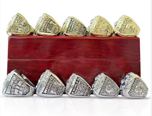 Dallas Cowboys Super Bowl Souvenir Championship Rings-Display Box 5 Years Sets-Silver Tone