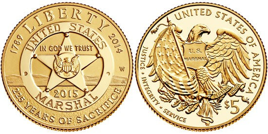 2015-W U.S. Marshals Service NGC Early Releases Set MS 70 Gold