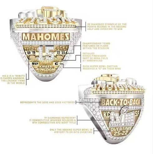 2024 KC Championship Ring Football Championship – Mahomes-Souvenir