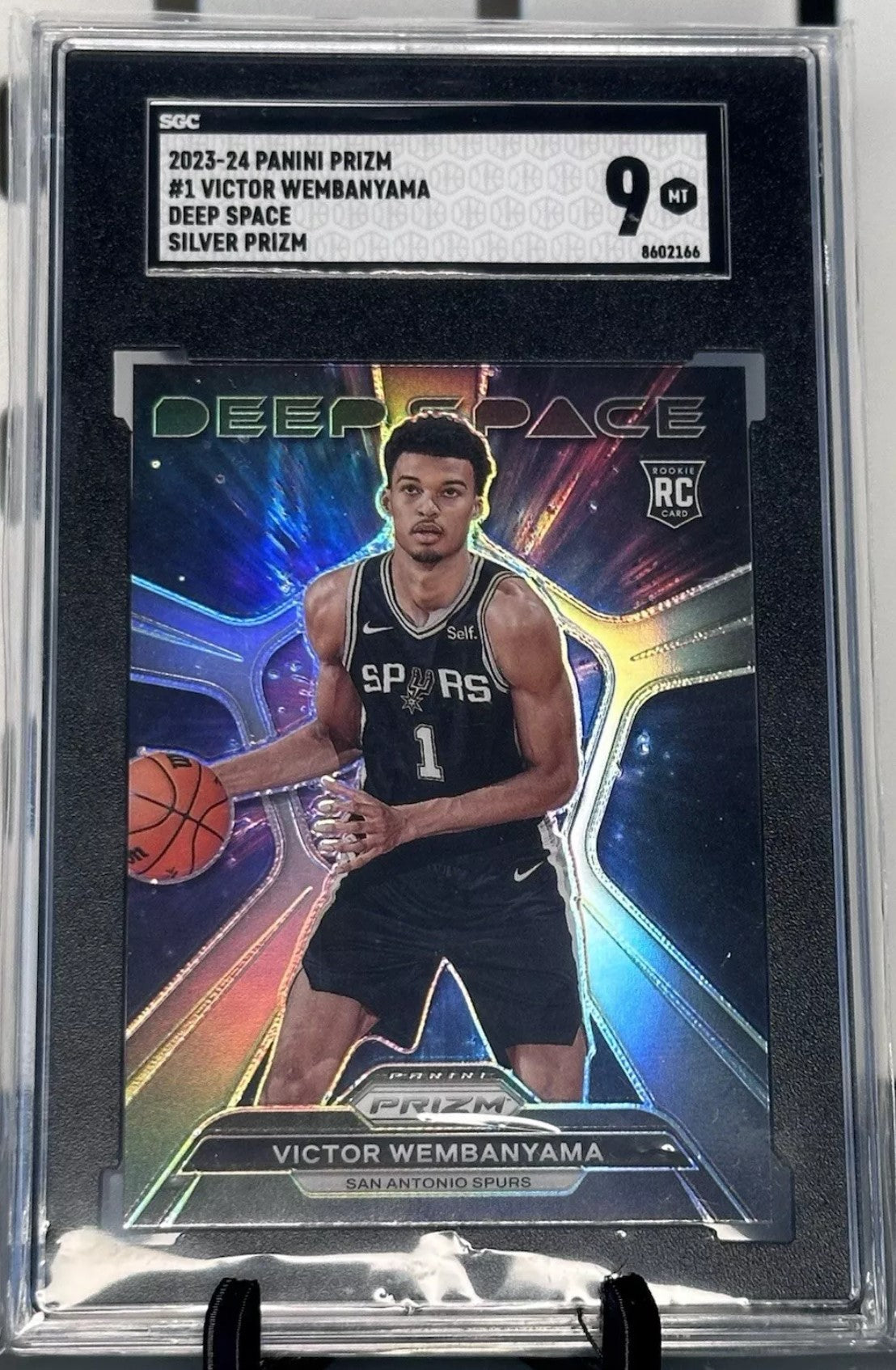 Victor Wembanyama 2023-24 Panini Prizm Deep Space Prizms Silver #1 RC (SGC 9)