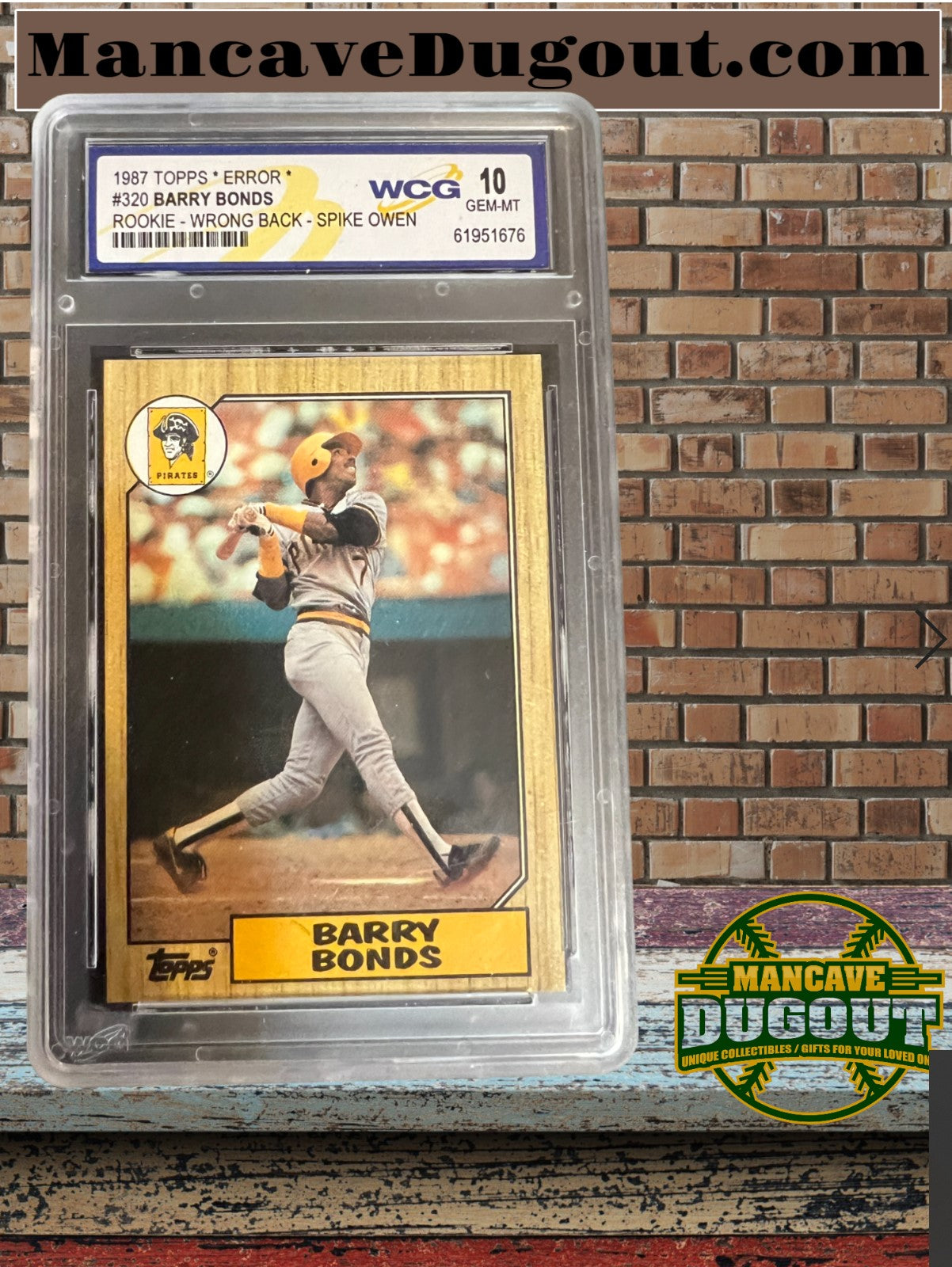 1987 Topps Barry Bonds Rookie Error 320 Spike Owen Back Very Rare WCG 10