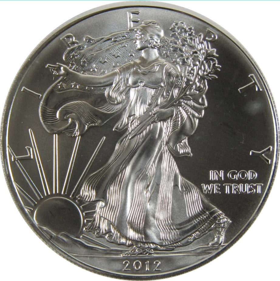 2012 UNCIRCULATED AMERICAN SILVER EAGLE, 1oz 0.999 FINE SILVER