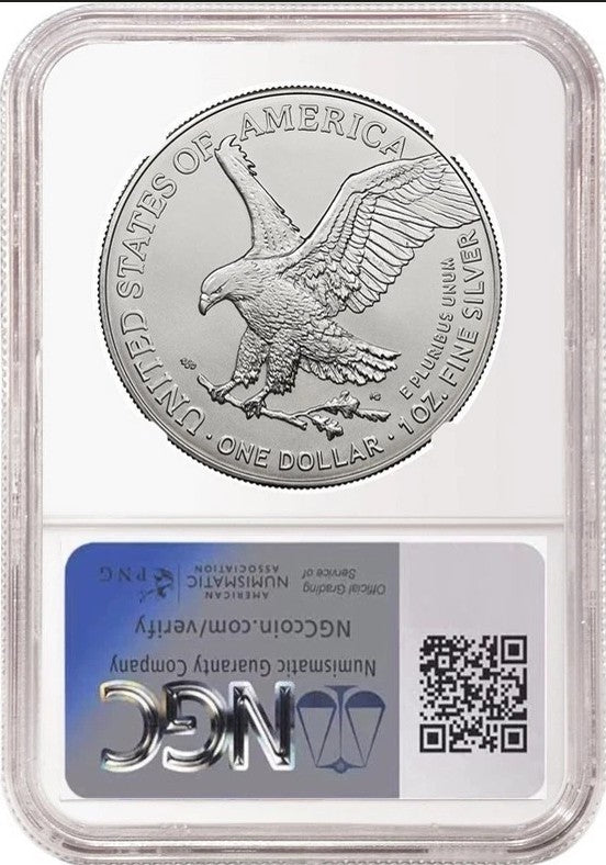 2025 P Mint State Silver Eagle with Eagle Privy NGC Gem Uncirculated Brown