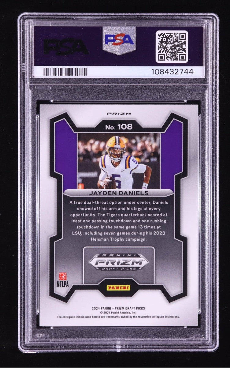 2024 Jayden Daniels Panini Prizm Draft Picks Prizms Purple Wave #108 RC (PSA 10)