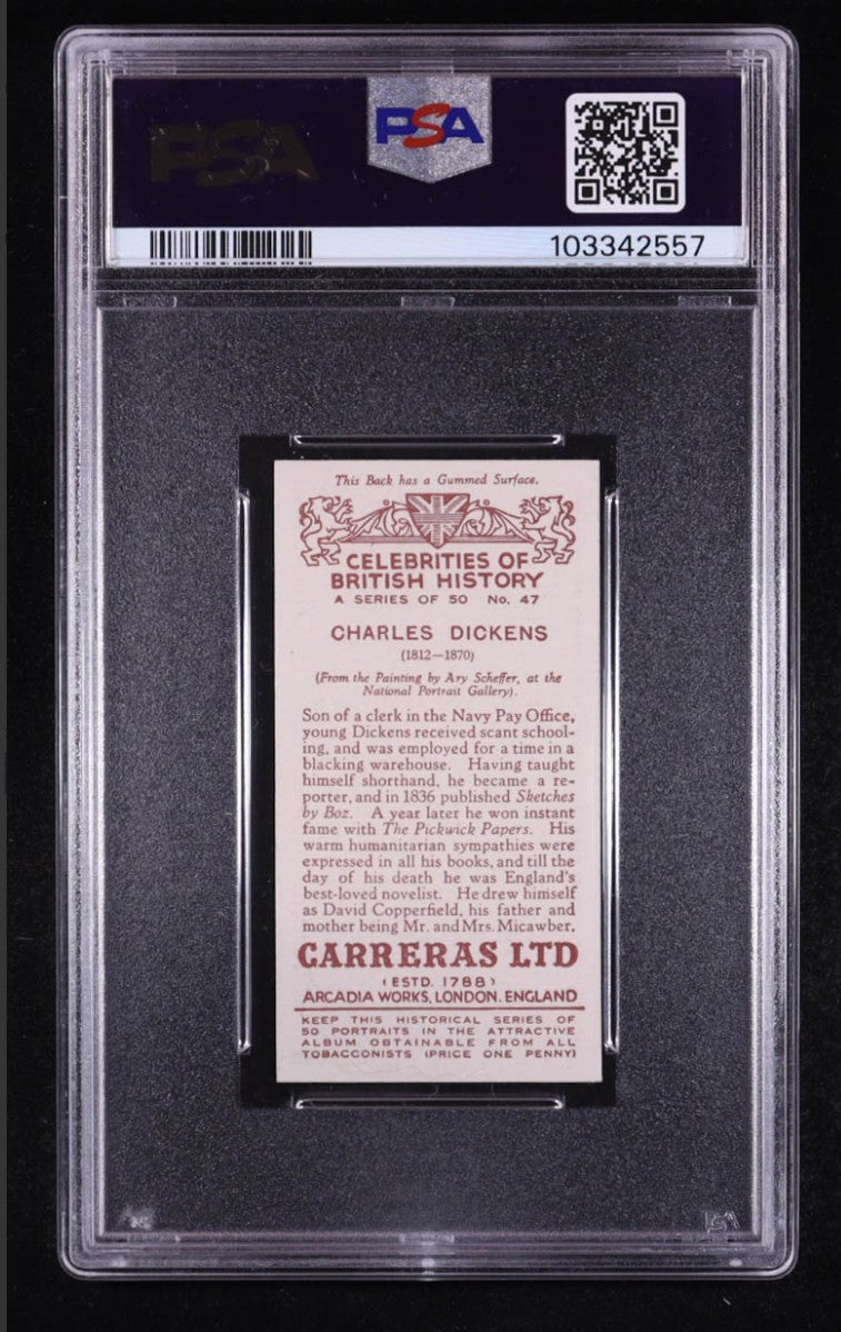 Charles Dickens 1935 Carreras Celebrities of British History #47 (PSA 8)