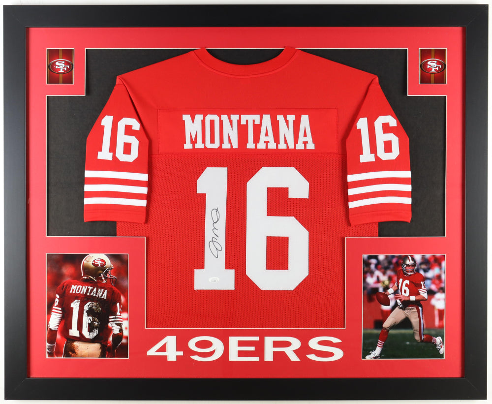 Joe Montana Signed Custom Framed Jersey Display (JSA) - San Francisco 49ers