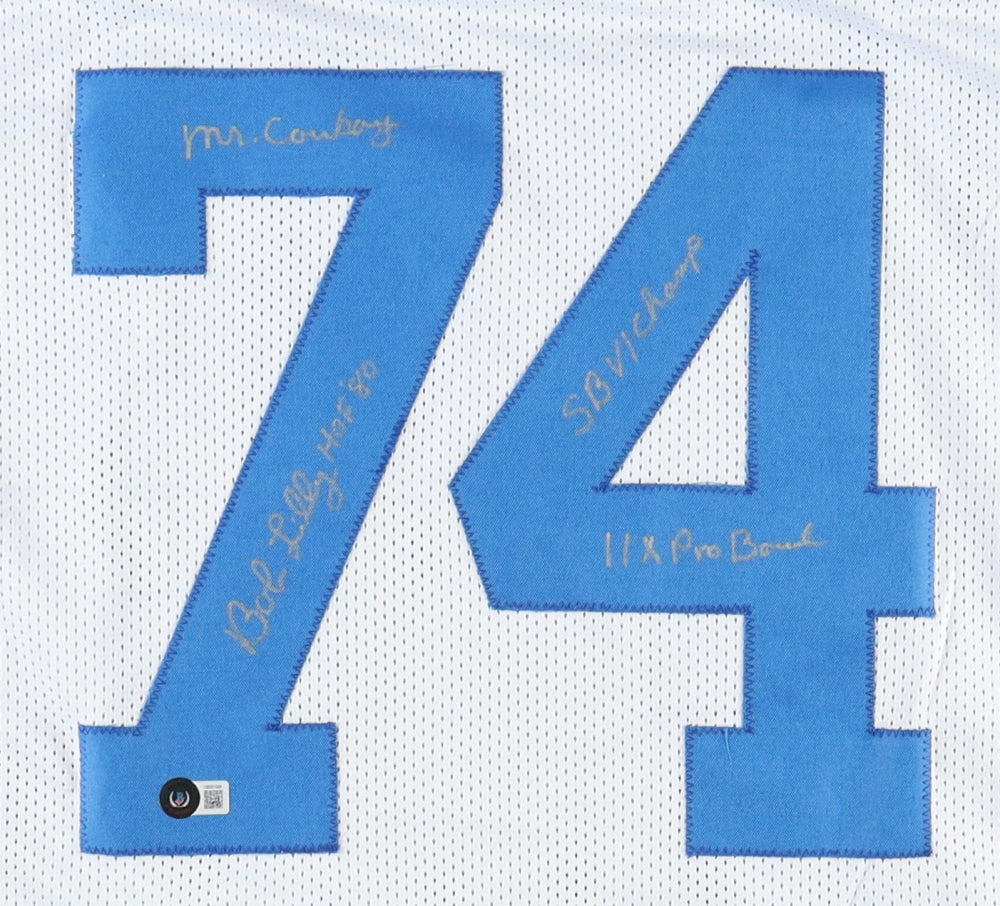 Bob Lilly Signed Jersey with Multiple Inscriptions-Beckett-White