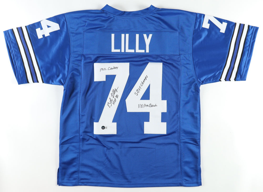 Bob Lilly Signed Jersey Inscribed "HOF '80" and Multiple Inscriptions