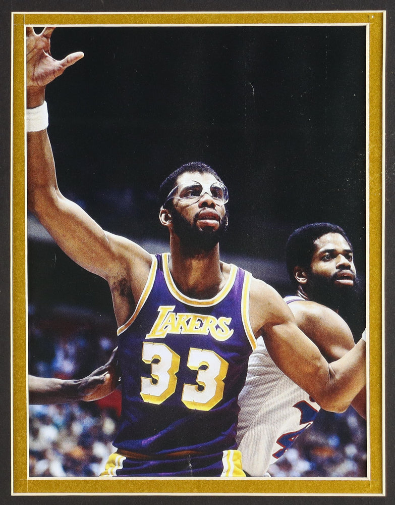Kareem Abdul-Jabbar Signed Lakers Custom Framed Cut Display with (4) Lakers Championship Pins