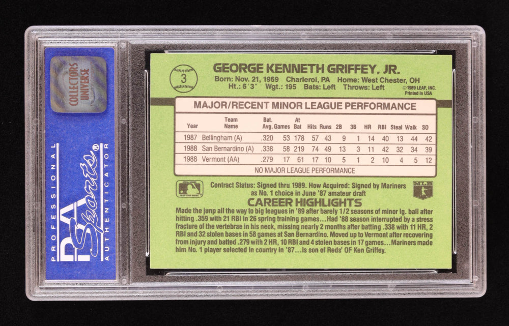 1989 Donruss The Rookies - #3 Ken Griffey Jr (RC) PSA 9