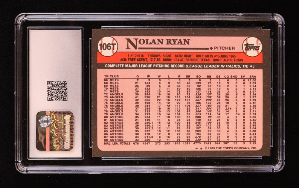 Nolan Ryan 1989 Topps Traded #106T (CGC 10)
