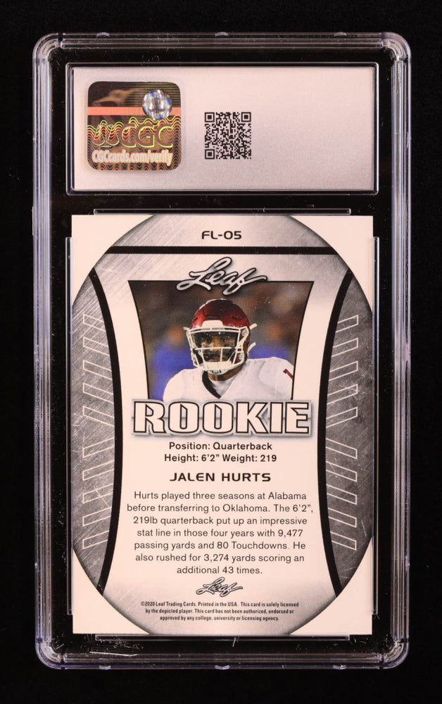 Jalen Hurts 2020 Leaf Special Release Rookie Exclusive Flag #FL05 RC (CGC 10)