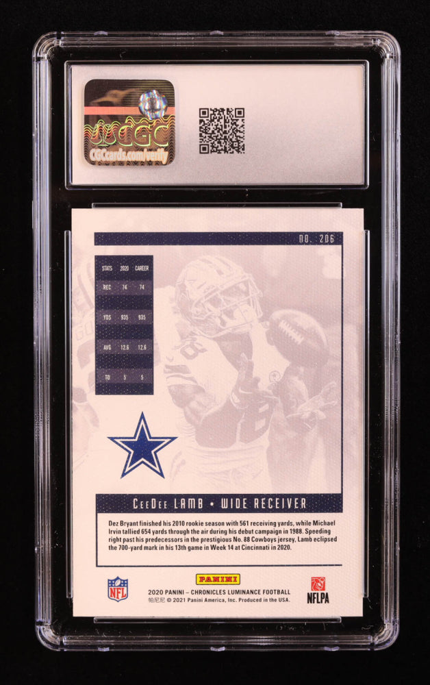 CeeDee Lamb 2020 Panini Luminance Pink #206 RC / CHRONICLES (CGC 10)