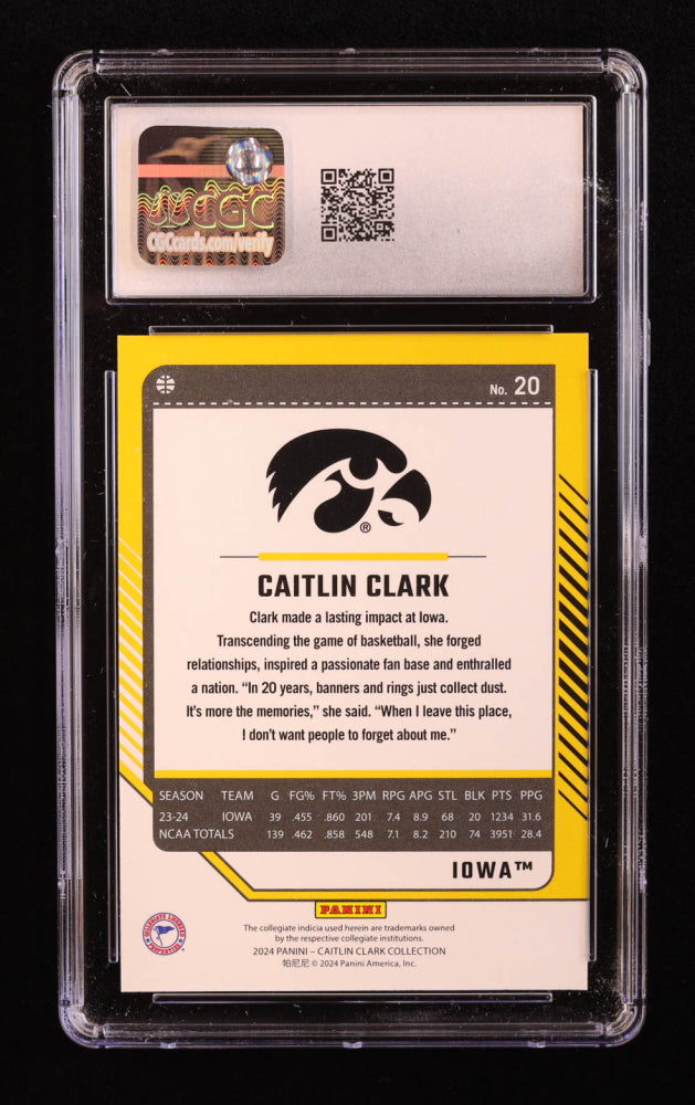 Caitlin Clark 2024 Panini Caitlin Clark Collection Donruss Target #20 RC (CGC 10)