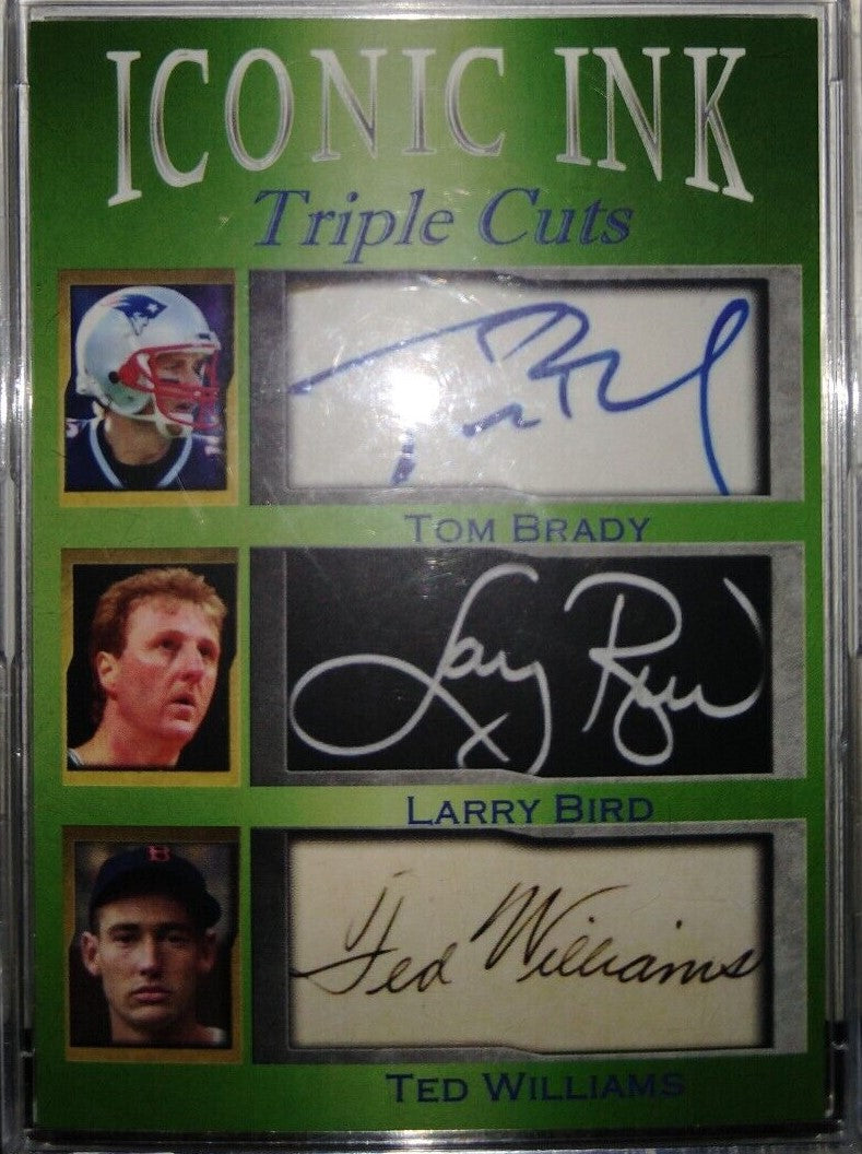 Larry Bird, Ted Williams, Tom Brady - Facsimile Autograph - Sports Trading Card
