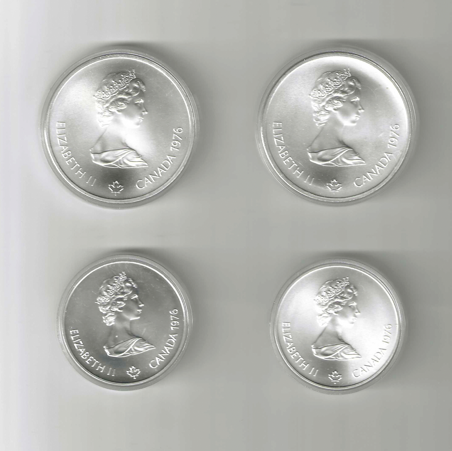 1976 - Canada 4 pc Olympic Coins, Series 7, Gem Cameo Proof w/Wooden Case