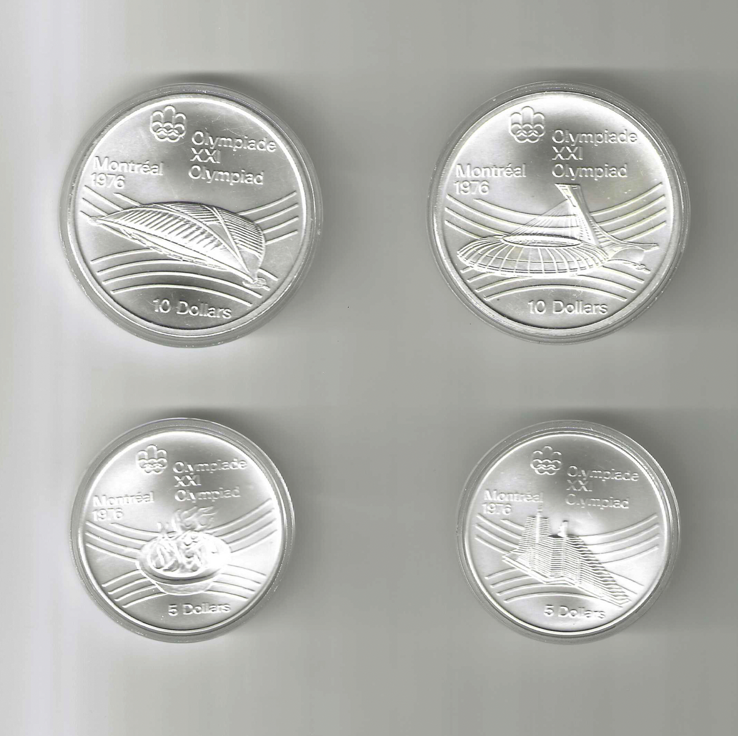 1976 - Canada 4 pc Olympic Coins, Series 7, Gem Cameo Proof w/Wooden Case