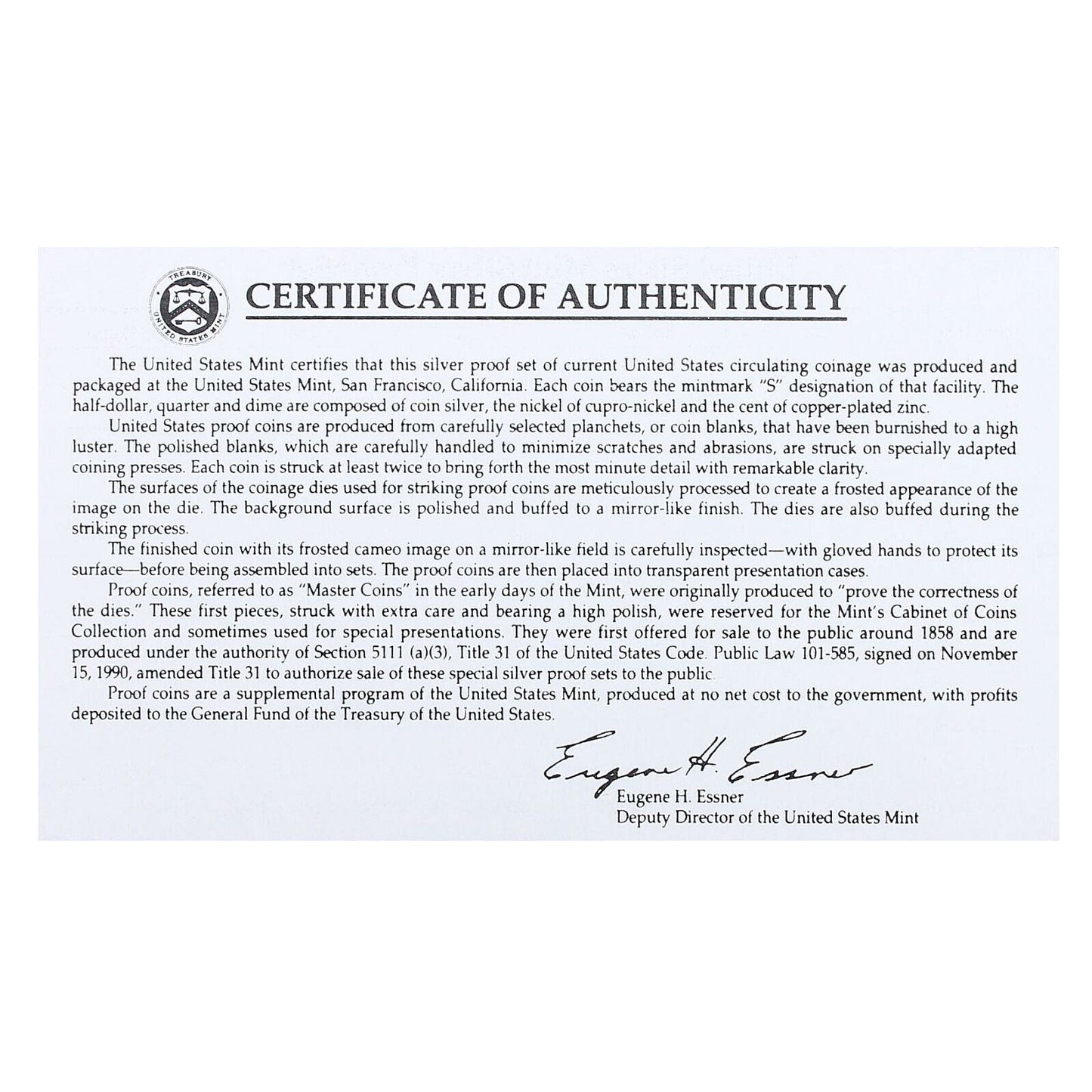 1992-S U.S Mint Silver Proof 5 Coin Set W/ Original Box & COA