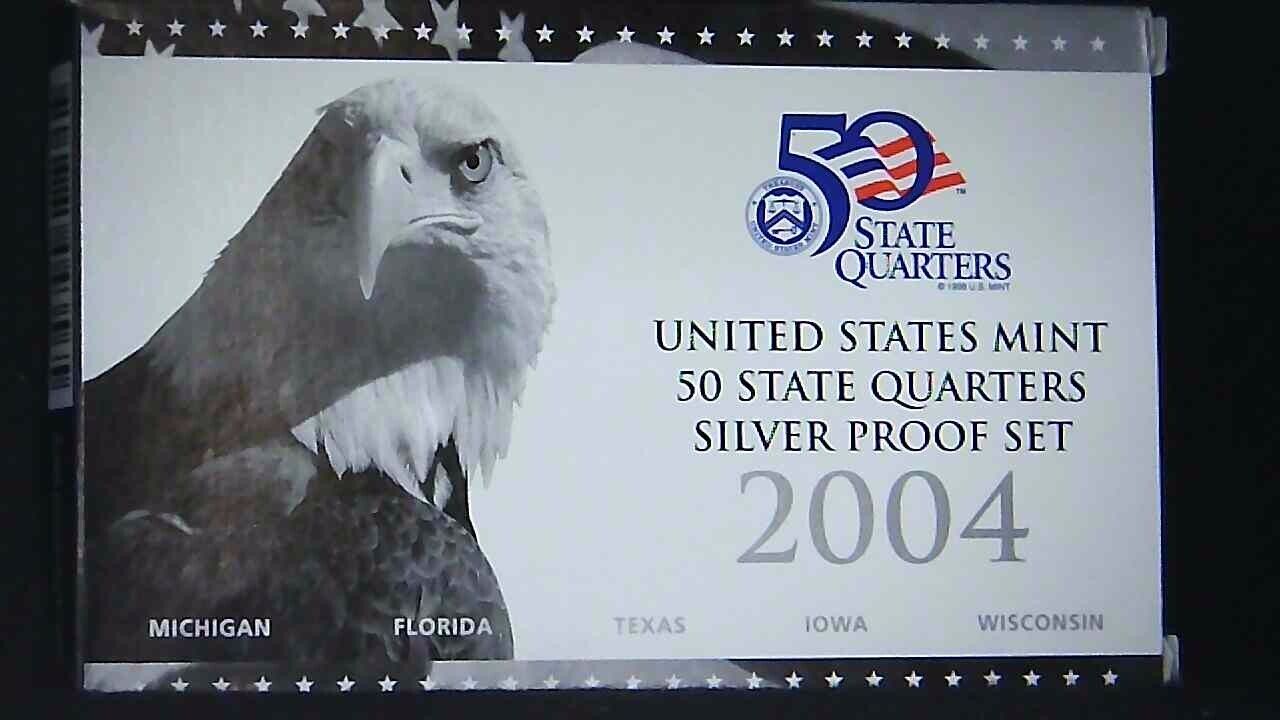 2004-S US Mint State Quarter 90% Silver Proof Set 5 Coins