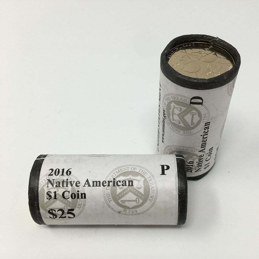 2016 Native American Sacagawea Golden Dollar P&D Rolls Set
