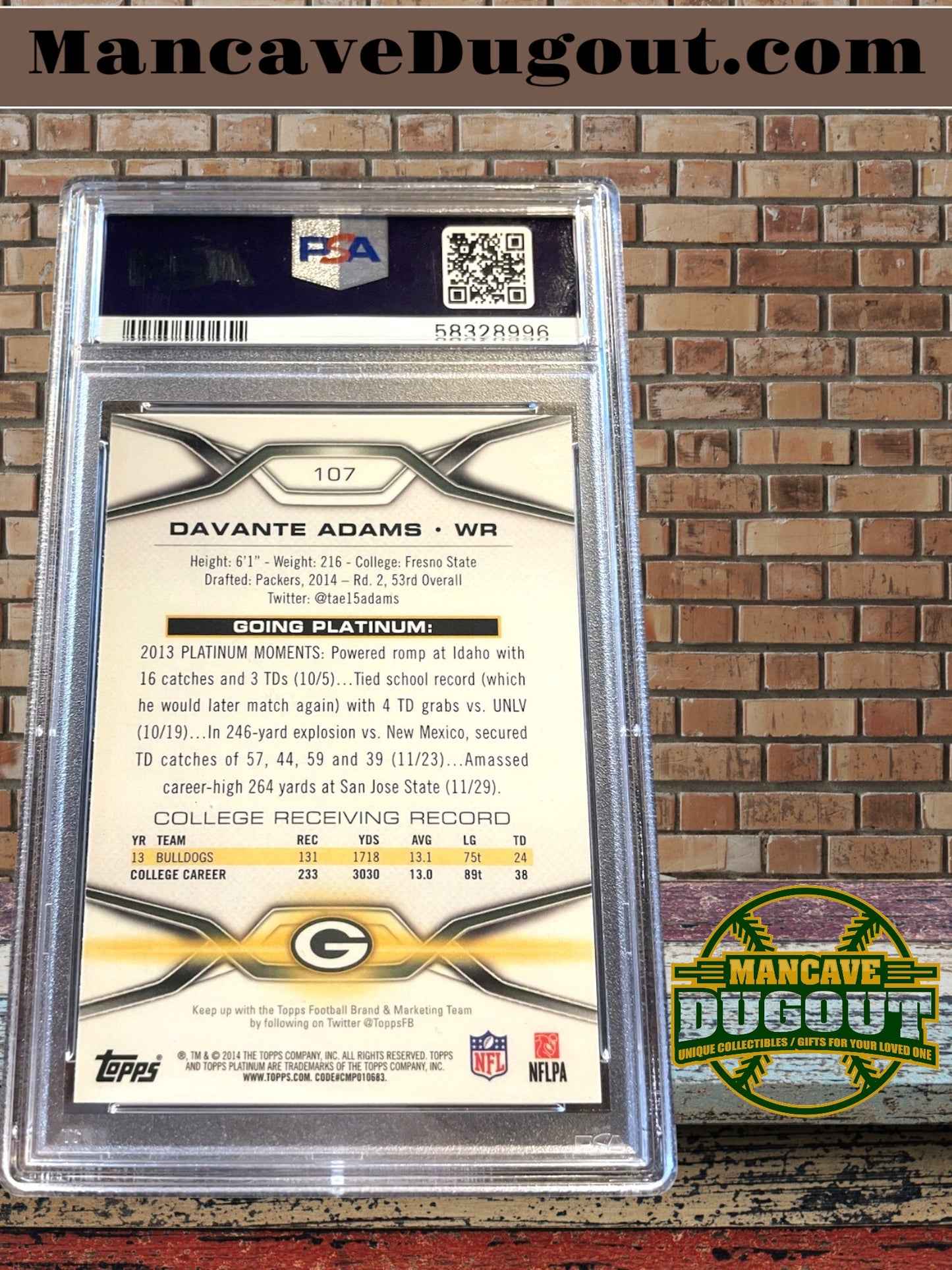 Davante Adams – 2014 Topps Platinum #107 - Rookie Card (RC) – PSA 10 Gem Mint – Green Bay Packers