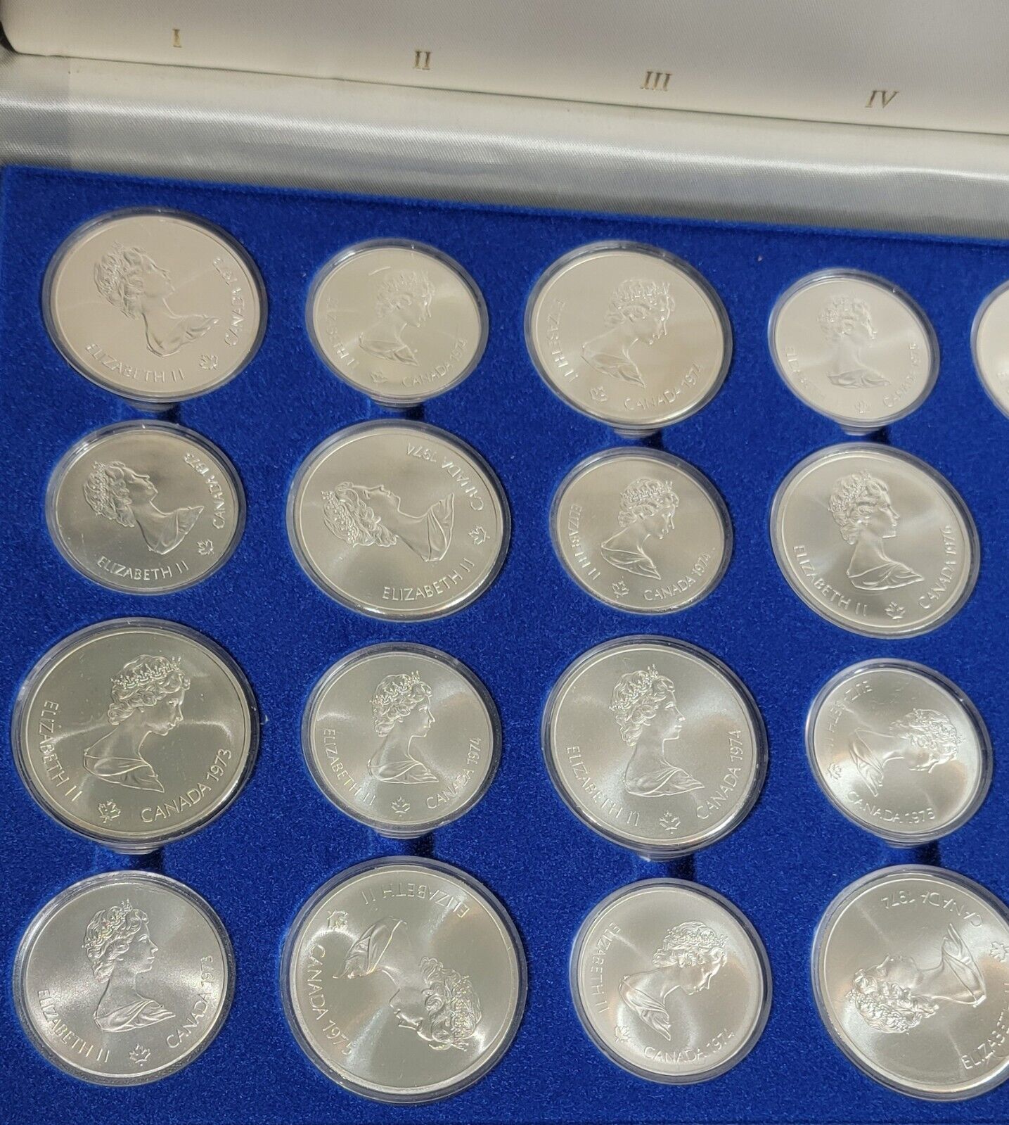 1976 Canadian Montreal Olympic Games 28 Silver Coin Set Original Box BU 30.24 oz