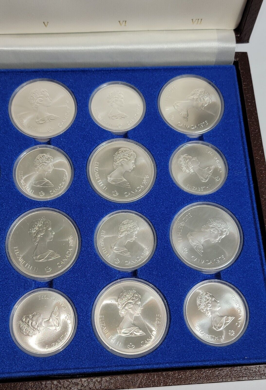 1976 Canadian Montreal Olympic Games 28 Silver Coin Set Original Box BU 30.24 oz