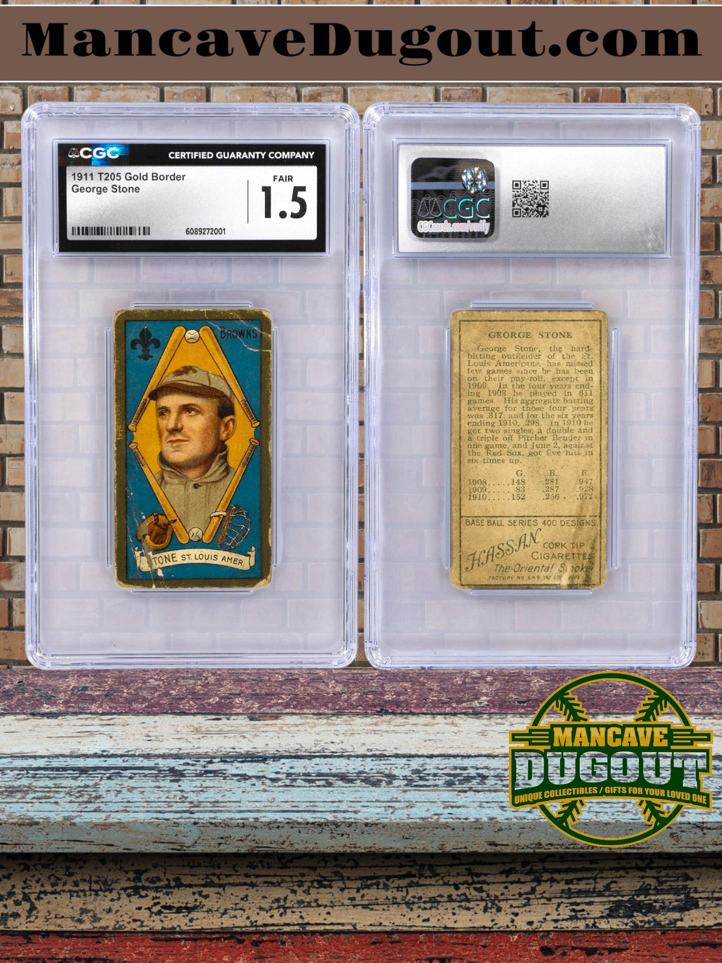 1911 T250 Gold Border – George Stone - CGC 1.5
