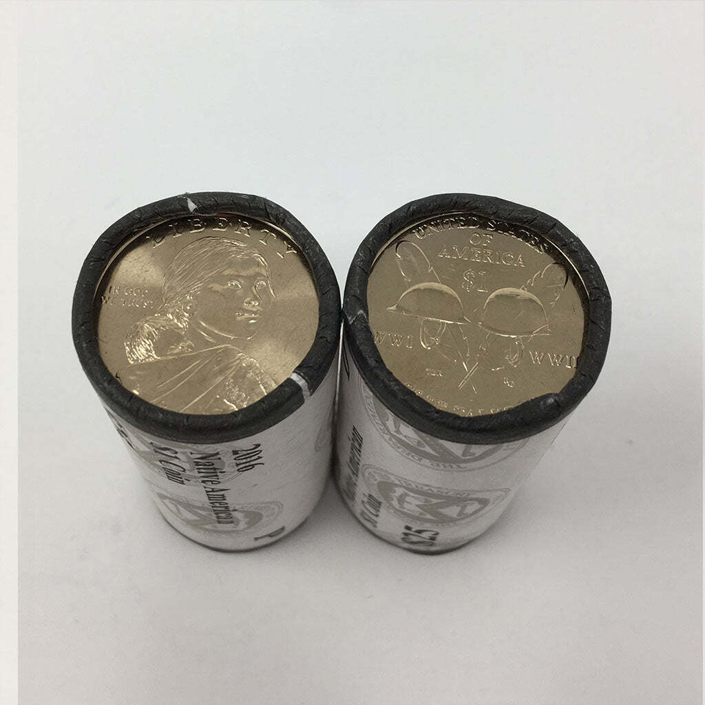 2016 Native American Sacagawea Golden Dollar P&D Rolls Set