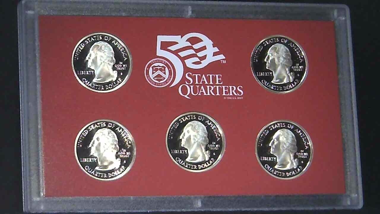 2004-S US Mint State Quarter 90% Silver Proof Set 5 Coins