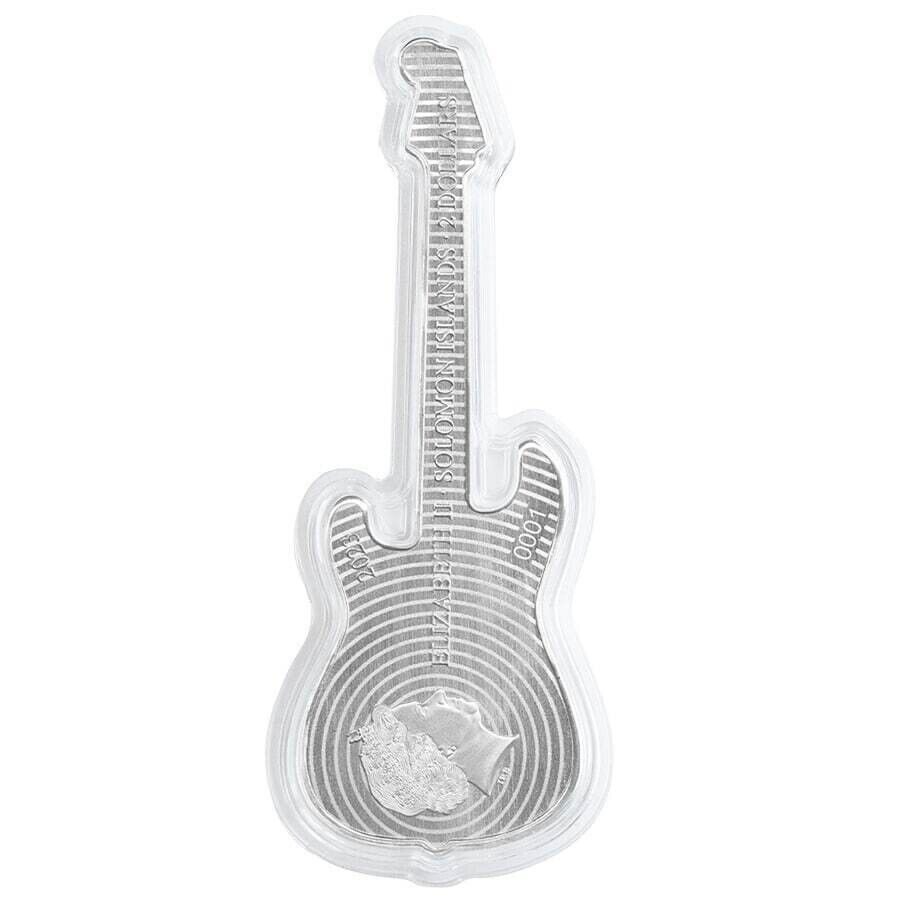 2023 1 oz Silver Fender Stratocaster Daphne Blue Guitar Coin