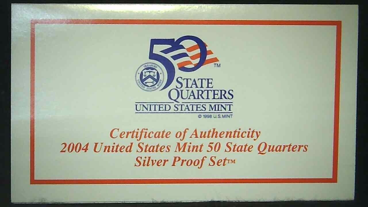 2004-S US Mint State Quarter 90% Silver Proof Set 5 Coins