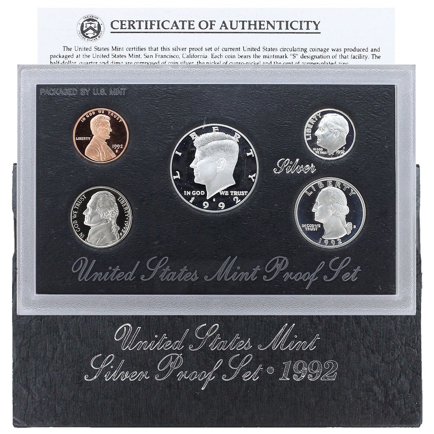 1992-S U.S Mint Silver Proof 5 Coin Set W/ Original Box & COA
