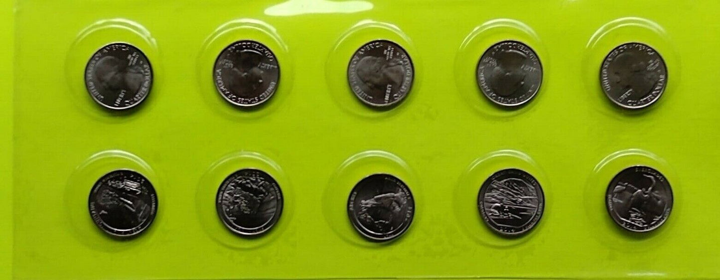2014 America the Beautiful Quarters Circulating Coin Set D & P Mints ~ 10 Coins