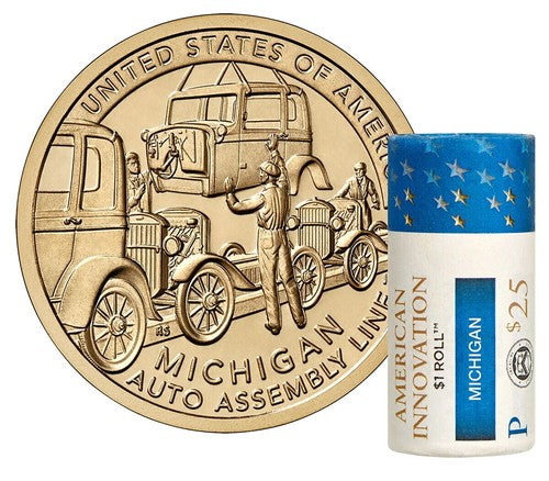 2025 American Innovation $1 Coin US Mint $25 Roll – Michigan – P