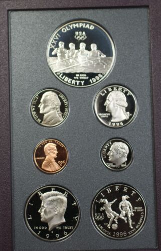 1996-S Prestige Proof Set 6 Gem Coins W/Olympic Silver $1 in US Mint