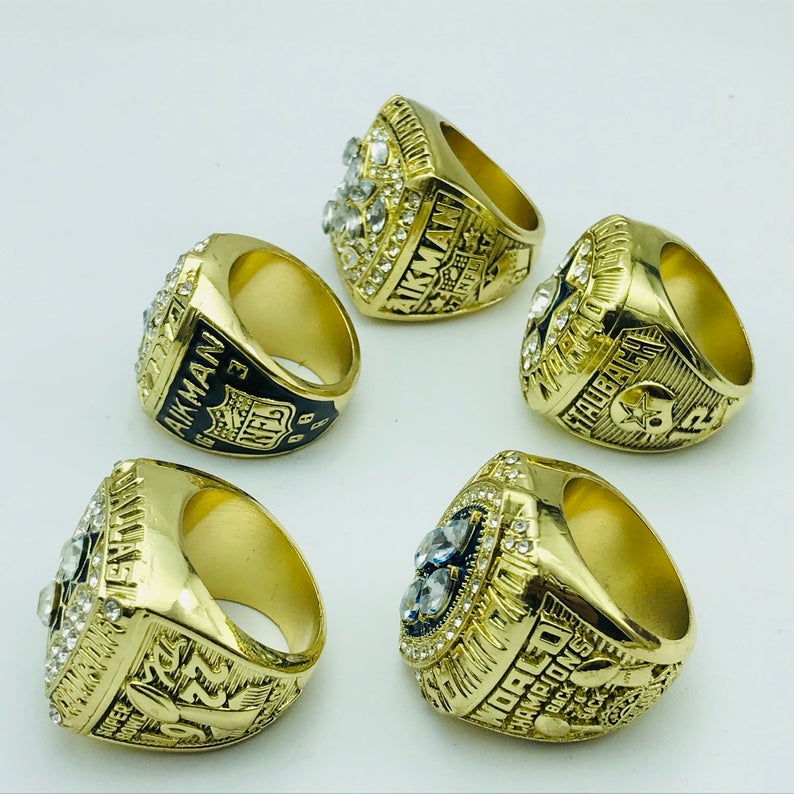 Dallas Cowboys Super bowl sports world Replica Championship Rings with wooden box 5 Years Sets - Gold Tone